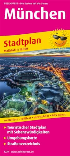 München: Touristischer Stadtplan mit Sehenswürdigkeiten und Straßenverzeichnis. 1:18000 (Stadtplan: SP)