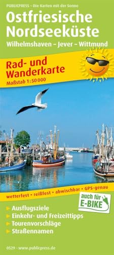 Ostfriesische Nordseeküste, Wilhelmshaven - Jever - Wittmund: Rad- und Wanderkarte mit Ausflugszielen, Straßennamen, Einkehr- und Freizeittipps, ... 1:50000 (Rad- und Wanderkarte: RuWK)