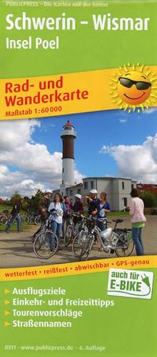 Schwerin - Wismar, Insel Poel: Rad- und Wanderkarte mit Ausflugszielen, Einkehr- & Freizeittipps, wetterfest, reissfest, abwischbar, GPS-genau. 1:60000 (Rad- und Wanderkarte: RuWK)