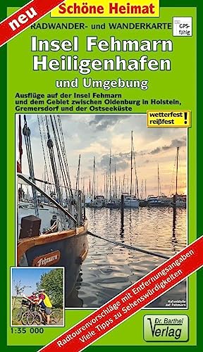 Radwander- und Wanderkarte Insel Fehmarn, Heiligenhafen und Umgebung: Ausflüge auf der Insel Fehmarn und dem Gebiet zwischen Oldenburg in Holstein, Gremersdorf und der Ostseeküste. Maßstab 1:35 000