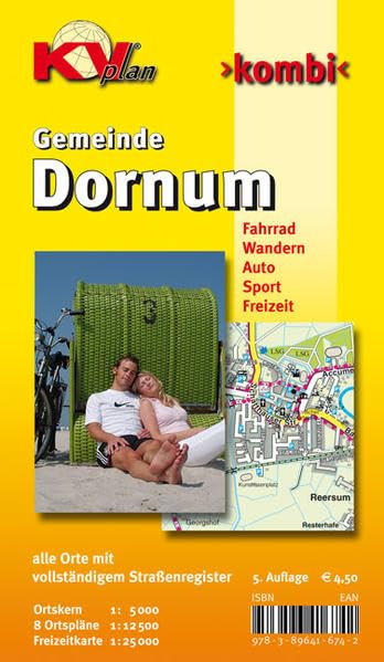 Dornum: 1:12.500 Gemeindeplan mit Freizeitkarte 1:25.000 inkl. Rad- und Wanderwegen, Ortskernkarte 1:5.000: Wandern. Auto. Sport. Freizeit (KVplan Ostfriesland-Region)