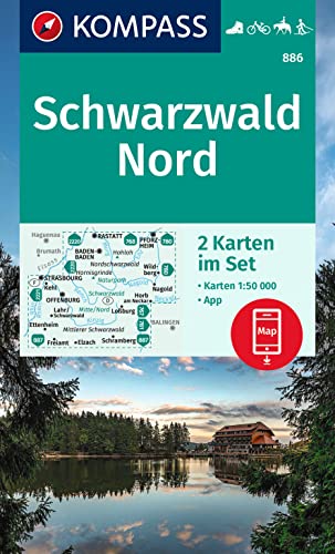 KOMPASS Wanderkarten-Set 886 Schwarzwald Nord (2 Karten) 1:50.000: inklusive Karte zur offline Verwendung in der KOMPASS-App. Fahrradfahren.